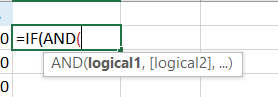 Add the AND function after the opening brackets.