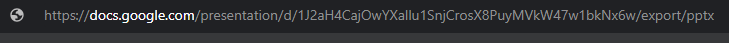 Google Slides presentation share link in export PPTX