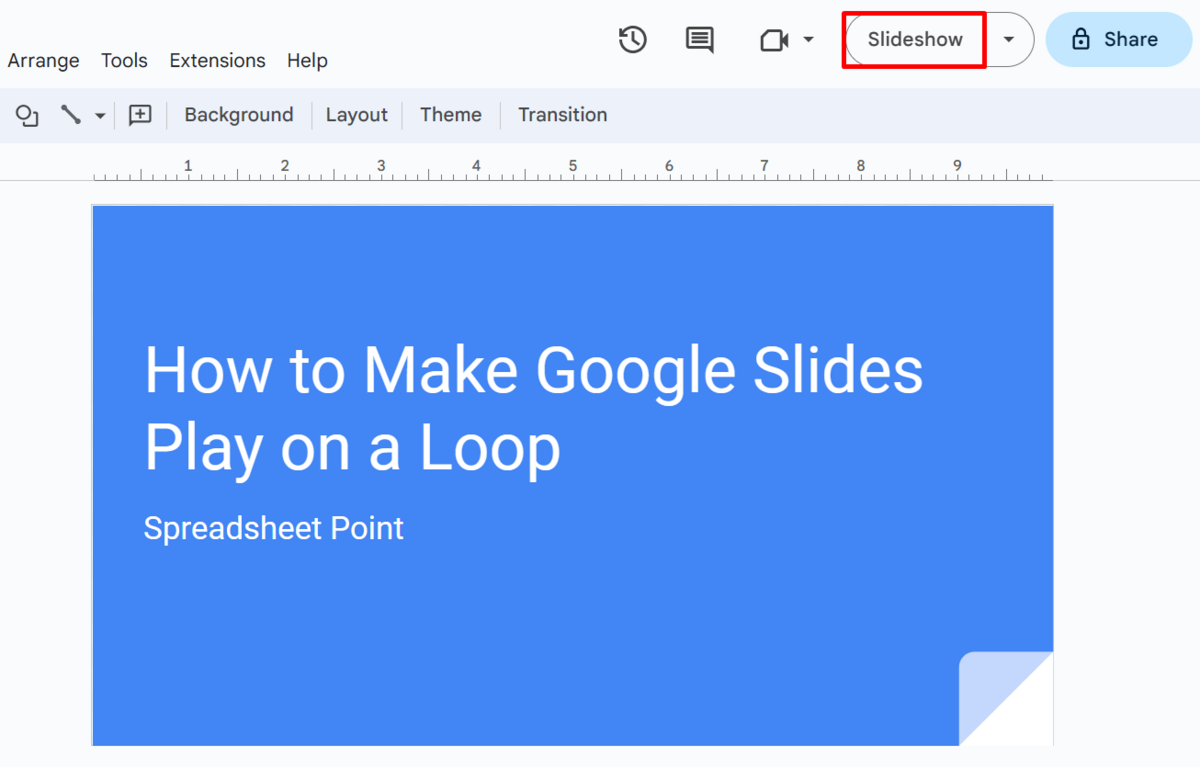 How to make Google Slides play on a loop—where to find the Slideshow button