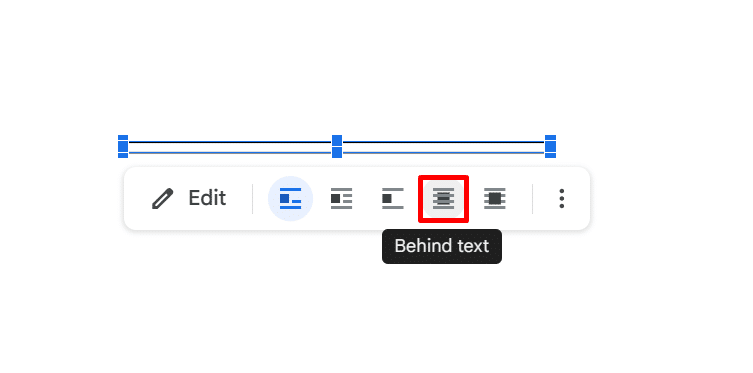 Behind text option in Google Docs