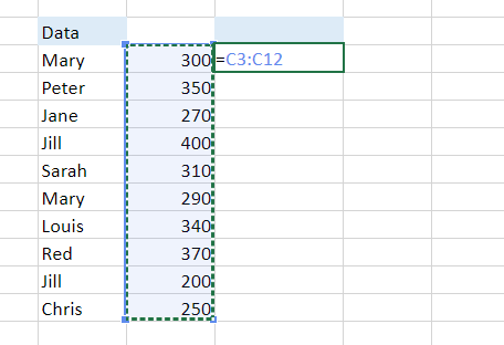 How to reduce the range size in Excel formula