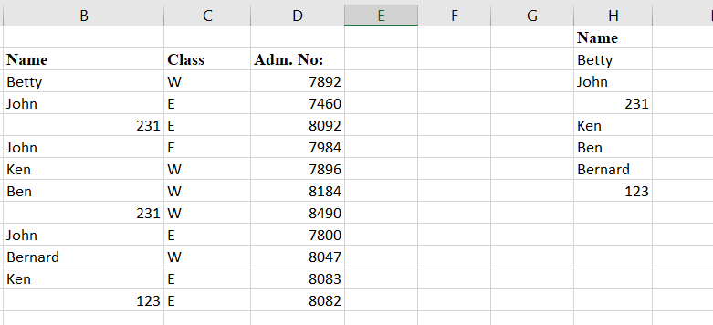 Copy the unique values and paste in Excel cells