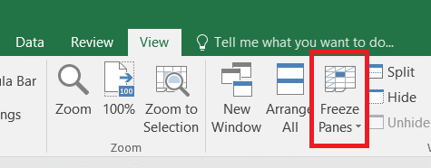 Choose the option freeze panes option.