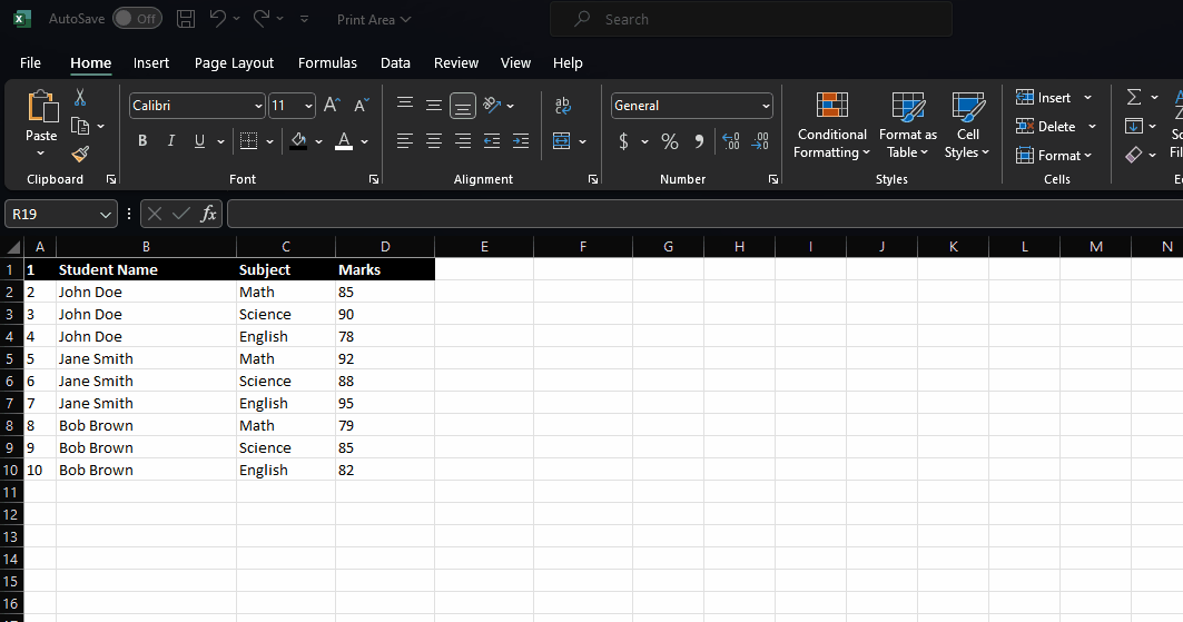 How to set print area in Excel GIF