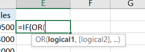 Add the OR function after the opening brackets.