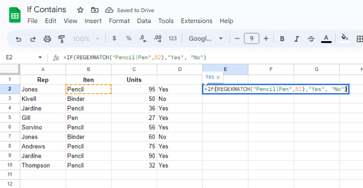 Google Sheets formulas cheat sheet—Example of the IF function in Google Sheets