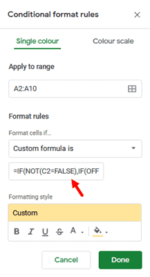 start applying conditional formatting