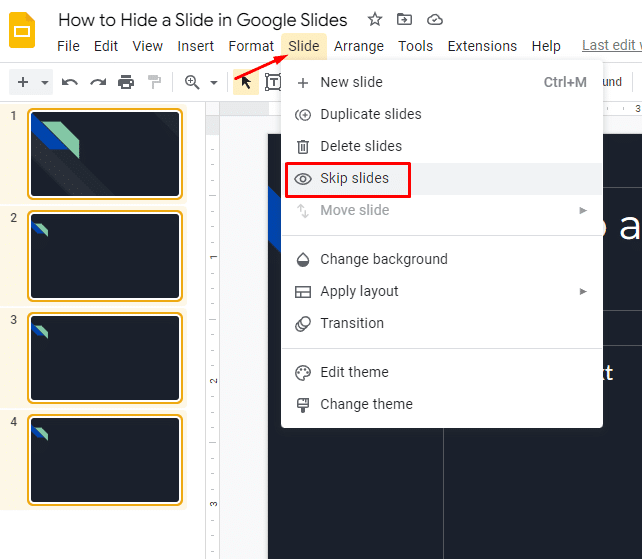 How to hide a slide in Google Slides—how to skip multiple slides in Google Slides