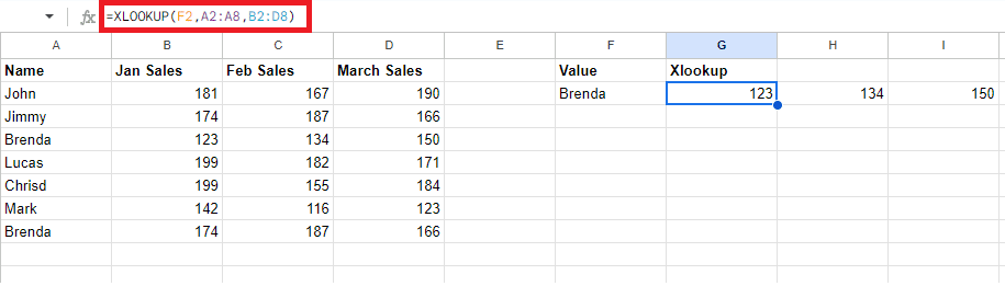 Results for XLOOKUP with multiple values