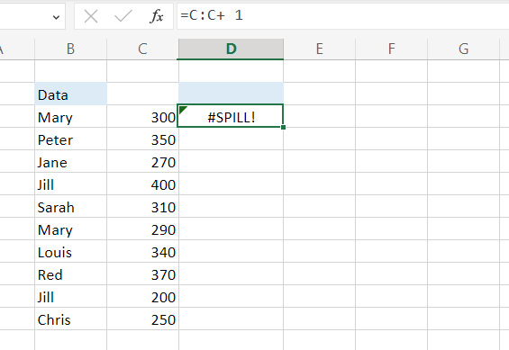 An example of spill error when the Spill Range is too big