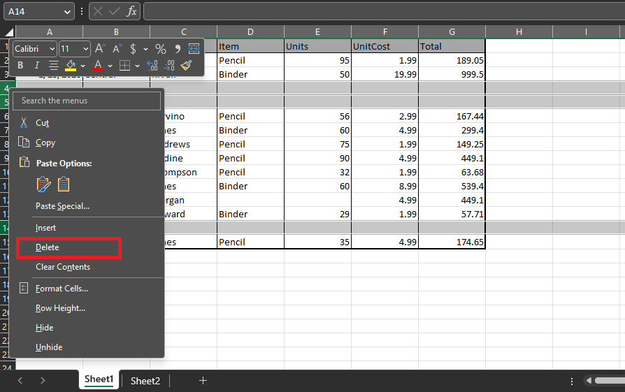 How to remove blank rows in excel