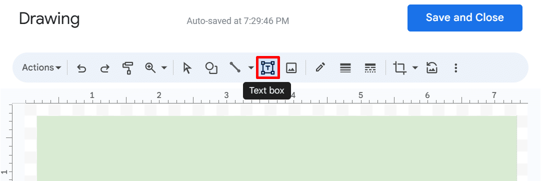 The "Text box" icon in the Google Docs drawing toolbar