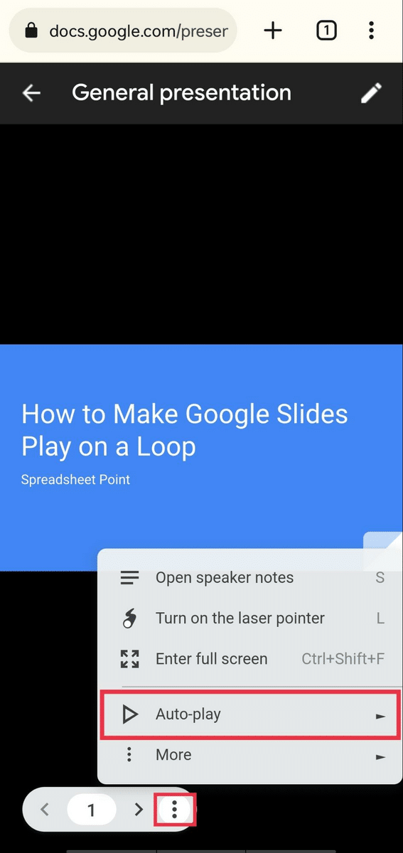 Auto-play option in mobile browser version of Google Slides