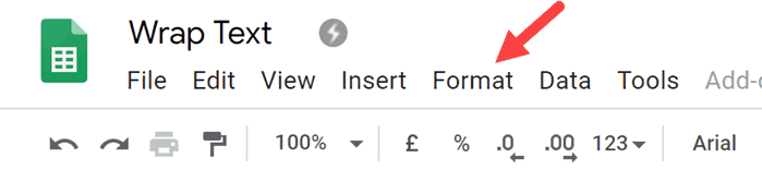 Click the Format Tab in Google Sheets
