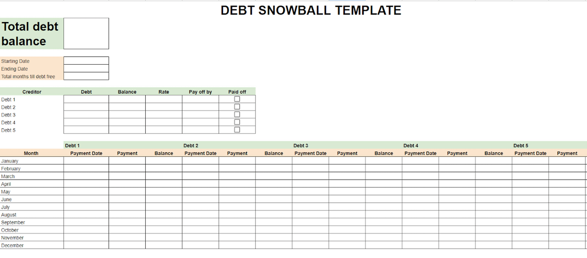 A second debt snowball template