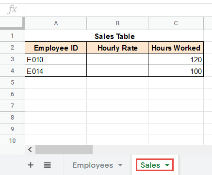 Sales Sheet