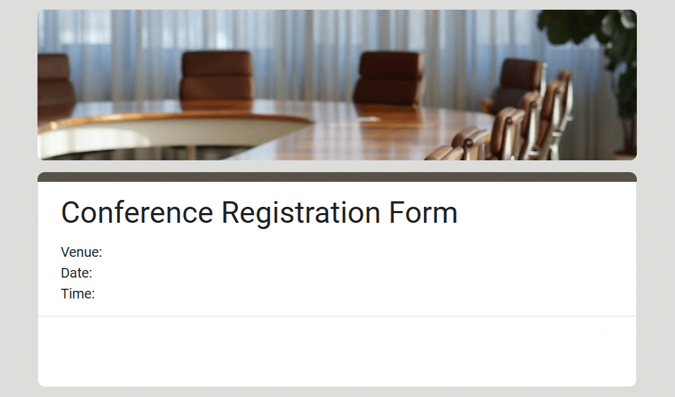 Preview of a conference registration form