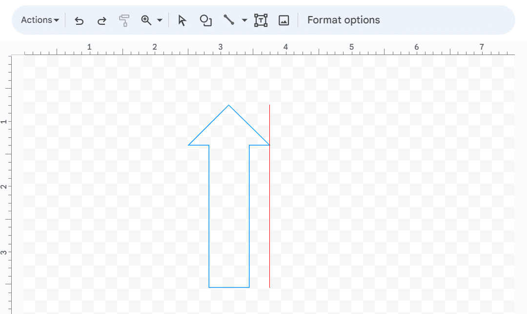 Laying out an arrow shape in the drawing space in Google Docs