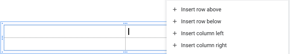 How to insert a row or column on a table in Google Slides