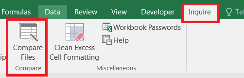 Go to the Inquire tab, and select Compare Files.