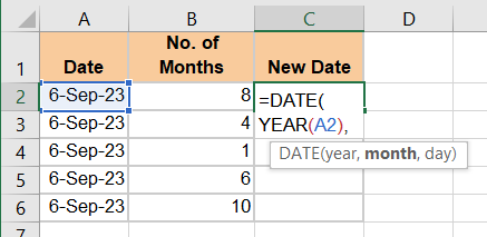 Enter or select the cell with your date.