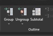 The subtotal menu in Excel