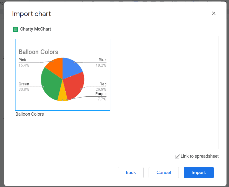 Import chart menu