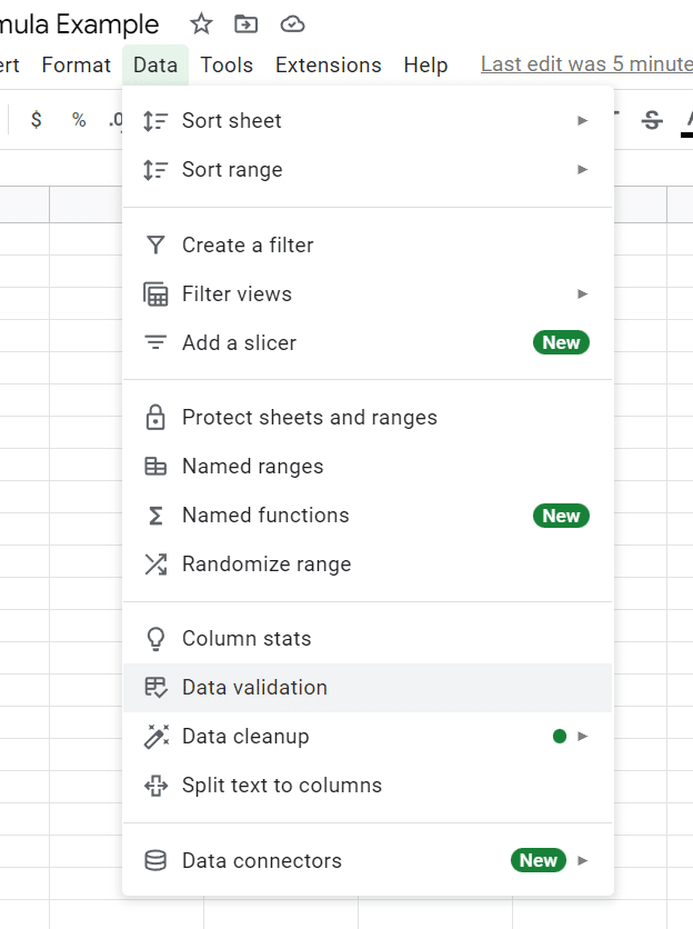 In the toolbox go to data then data validation