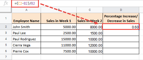 Increase or decrease in decimals