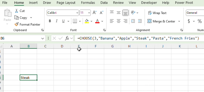 Enter 3 as the index value to choose the third option.