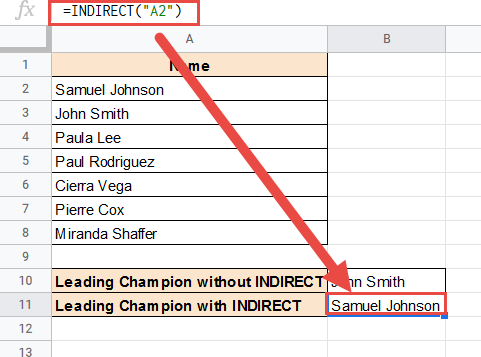 INDIRECT function continues to refer to the same cell