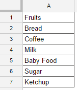 List of Grocery Items