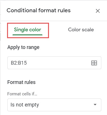 Make sure Single Color is selected