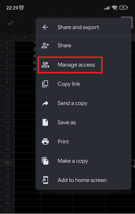 Manage access on mobile