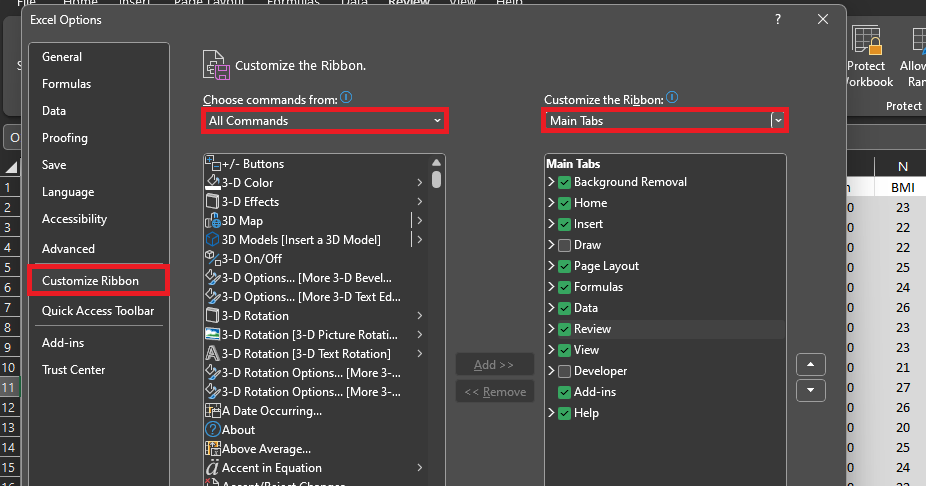 How to add the track changes in Excel feature to the ribbon