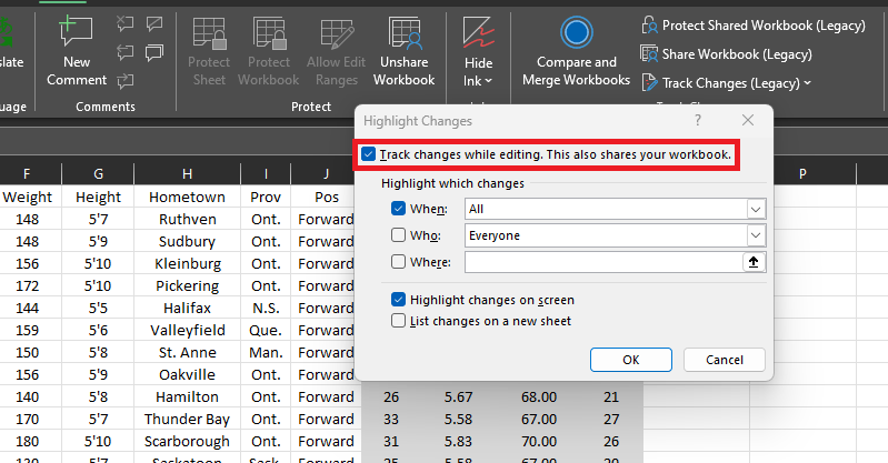 track changes while editing