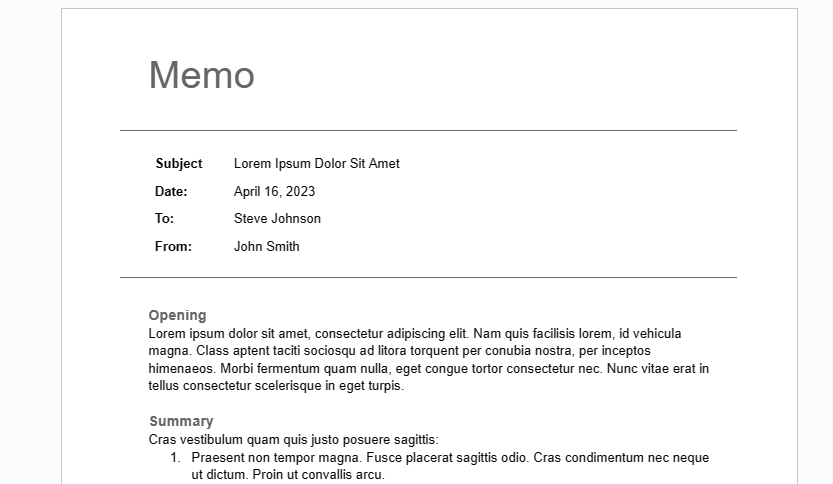 Memo template Google Docs 2