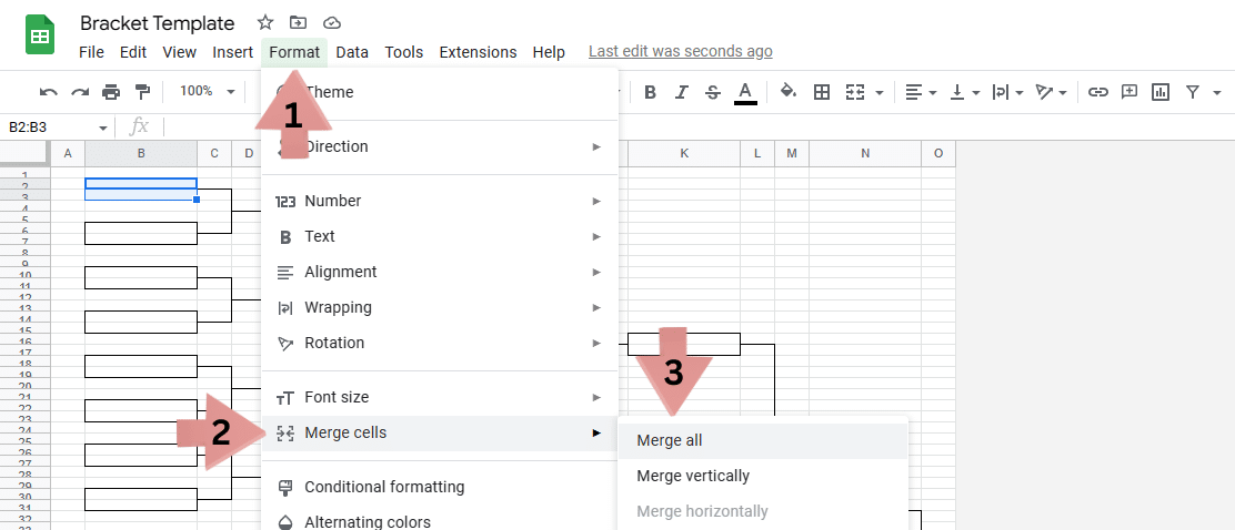 Merge the cells to make the space for names