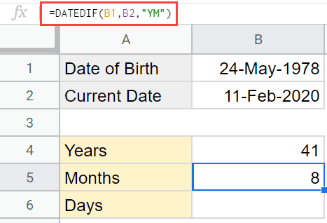 Months Elapsed between two dates