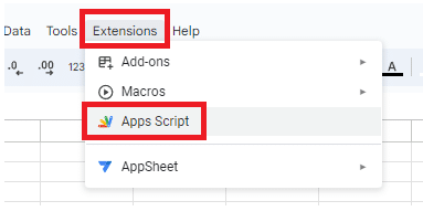 Navigate to Extensions > Apps Script