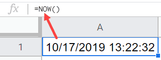 NOW function in Google Sheets