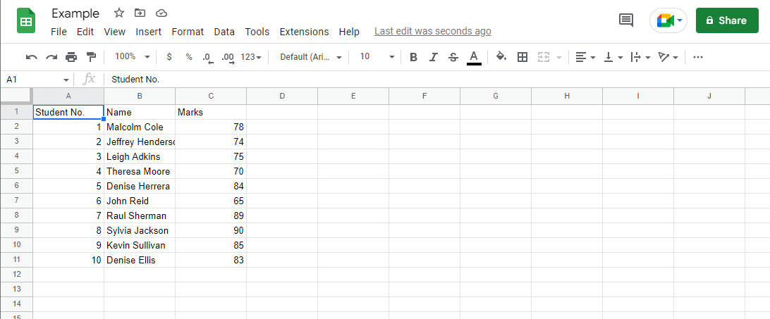 Open the data in Google Sheets