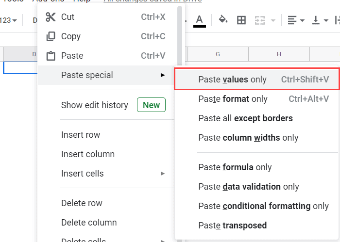 Paste Values Only