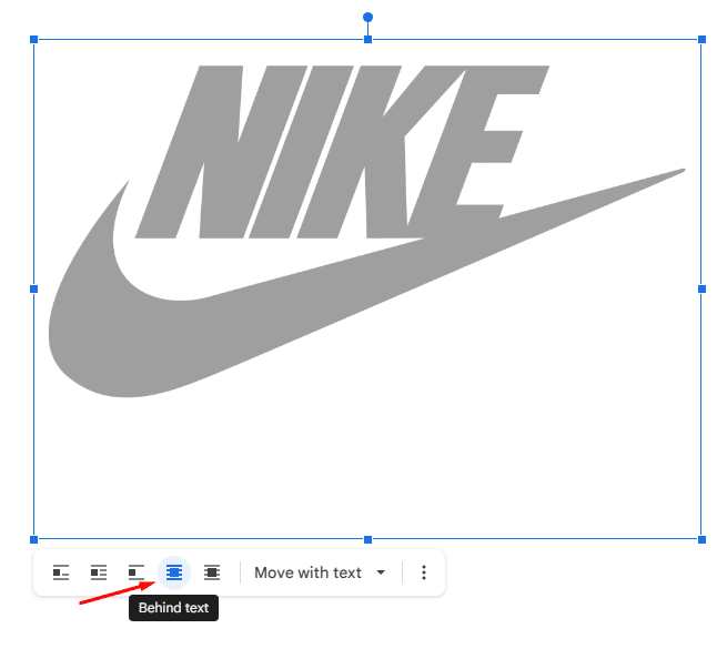 How to move image watermark "Behind the Text" in Google Docs