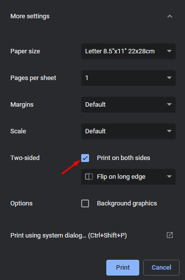 How to print on both sides in Google Docs