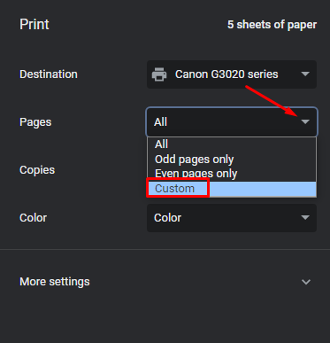 How to do a custom print in Google Docs