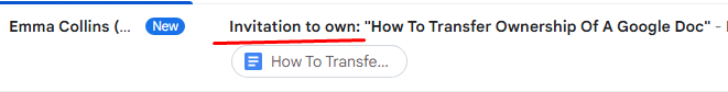 Searching for file ownership invitations in Gmail