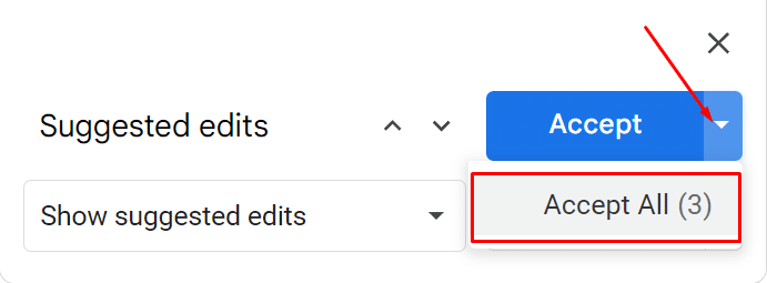 How to accept all changes in Google Docs