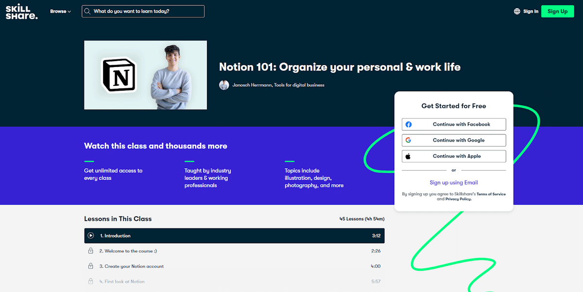 Notion 101: Organize Your Personal & Work Life course screenshot