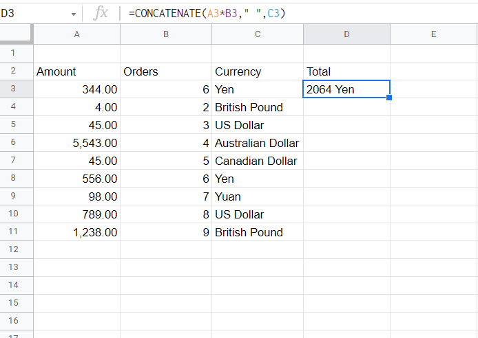 concat function